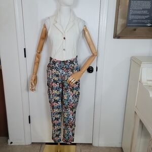 LOFT Paper Bag Cargo Spring Floral Pants Size Small